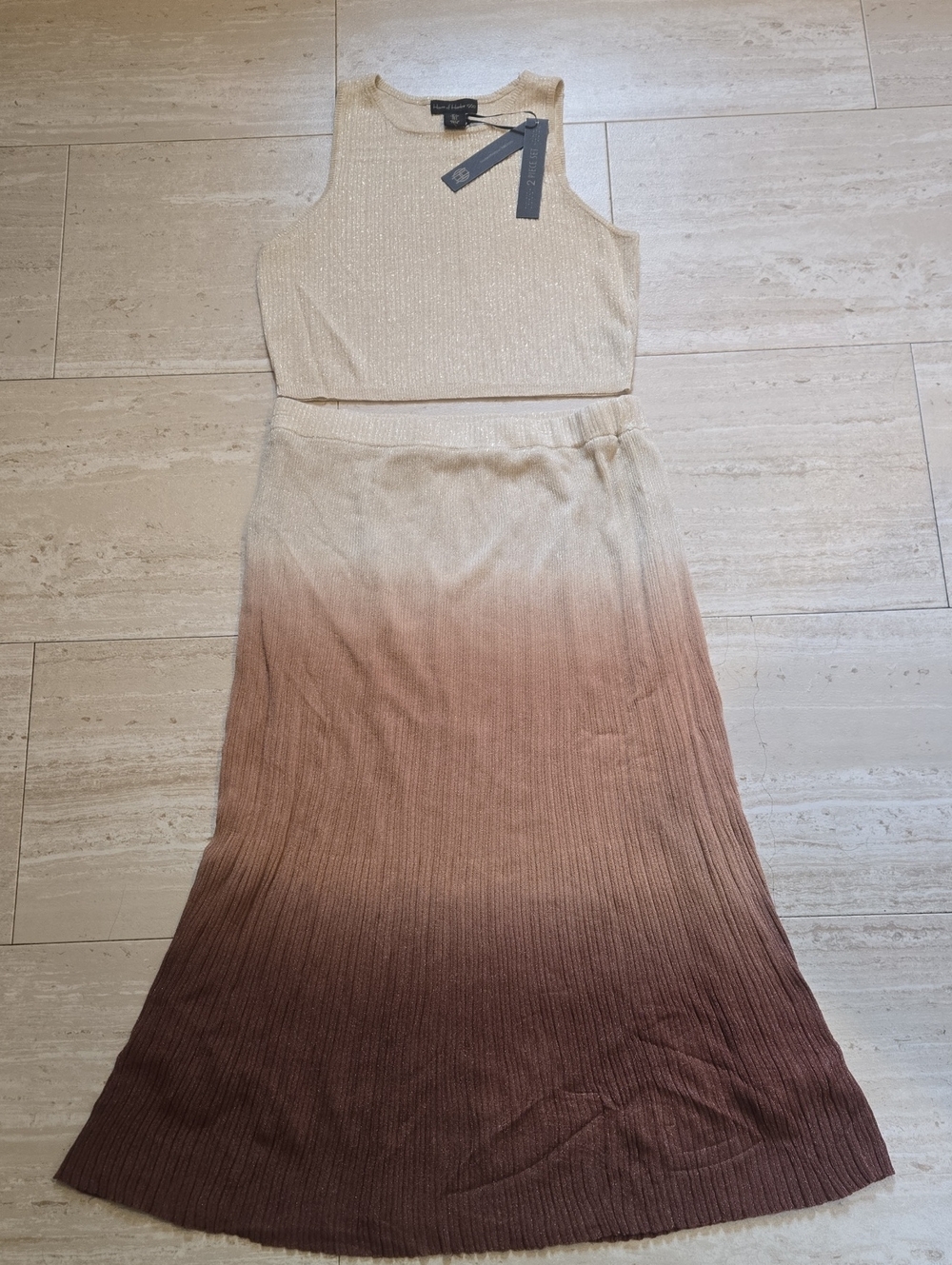 House of Harlow 1960 Metallic Fleck Ombre Two Piece Skirt Set